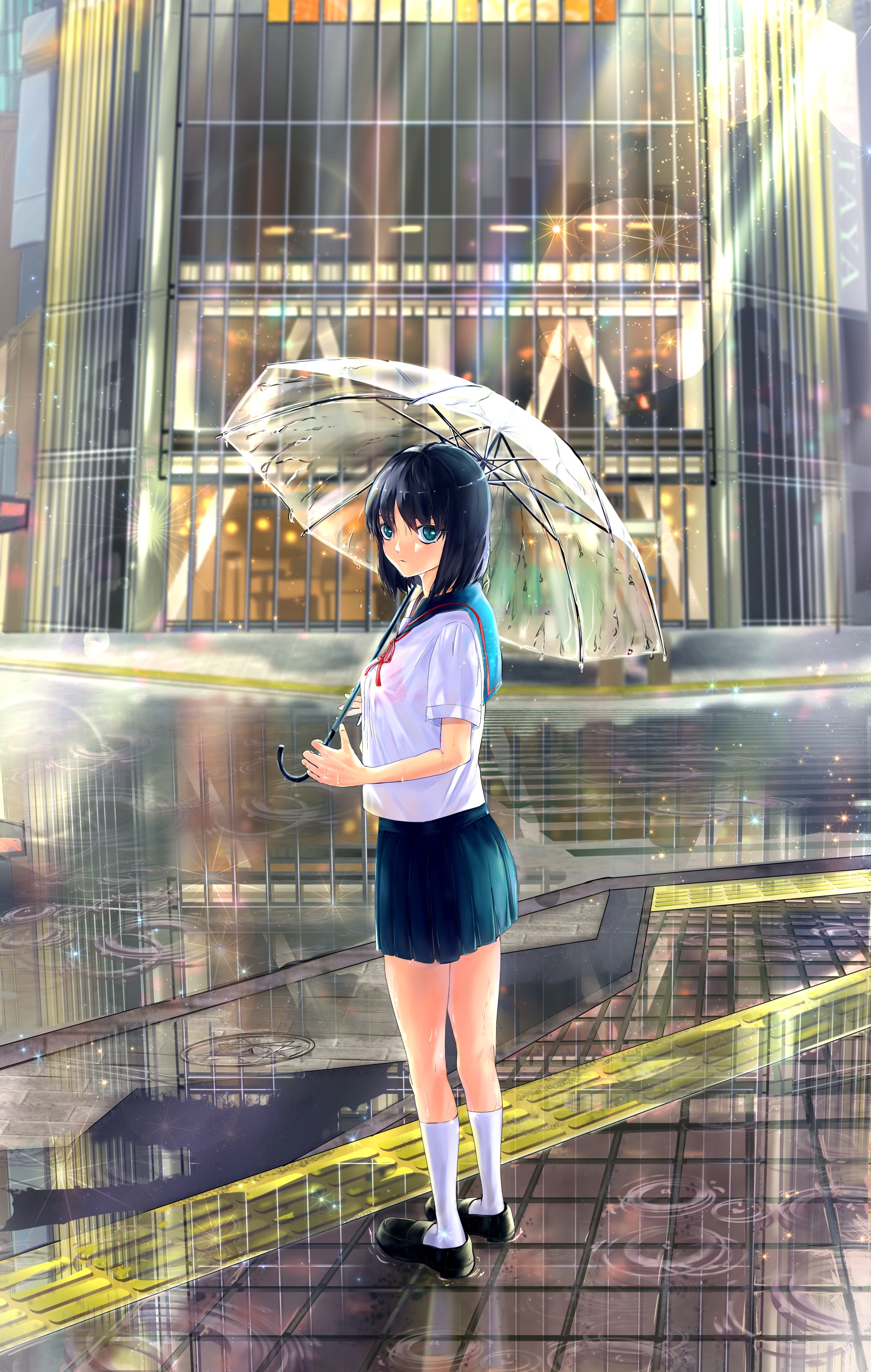 Bra See Through Seifuku Tagme Umbrella Wet Clothes 885121 Yandere 6741